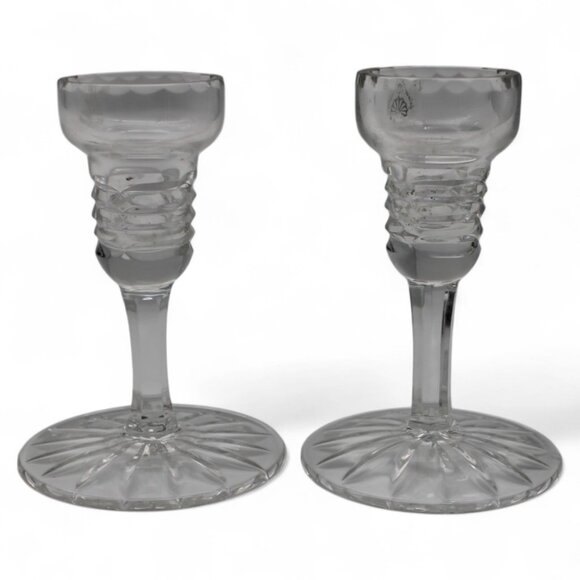 Galway Irish Crystal Candle Holders With Intricate Design - Set Of 2 - Picture 3 of 5